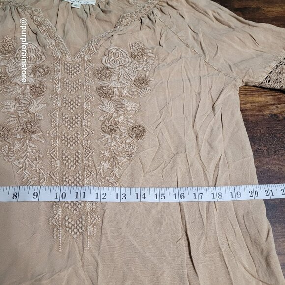 Solitare Floral Embroidered Top L Crochet Lace Coquette Ethereal Country Girl - Picture 8 of 12